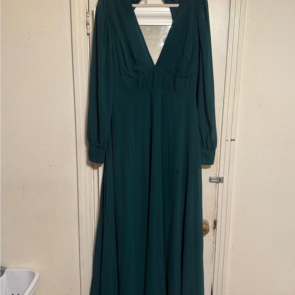 Lulu's Deep Green Long Sleeve Dress